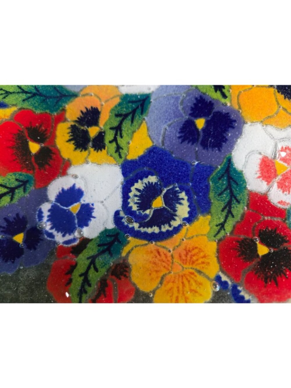 Peggy Karr Pansies Platter/Plate 9.5-inch Fused Glass Serving Dish Vintage - Picture 10 of 10